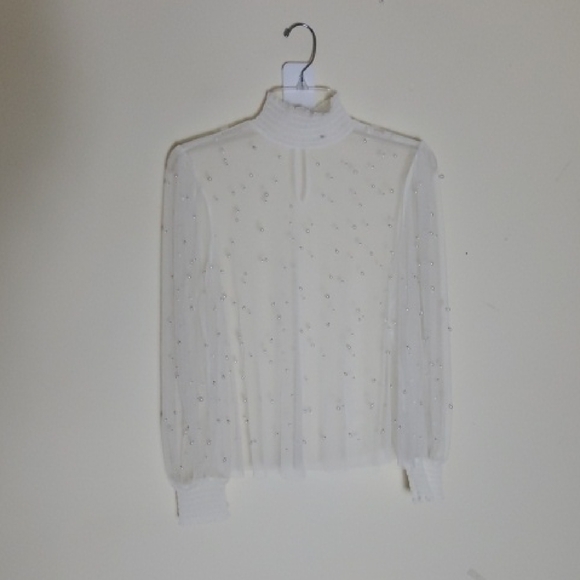 Elegant White Sheer Women's Top No Tags Pit-pit Flat 20" - Picture 1 of 5
